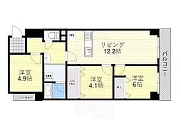 パークモダン伊丹 4階3LDKの間取り