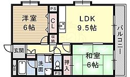 パークモダン伊丹 5階2LDKの間取り