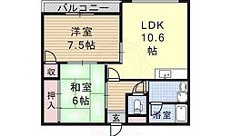 ドミール梅ノ木 1階2LDKの間取り