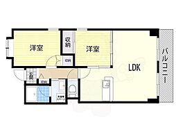 メルヴェユ伊丹 2LDKの間取図画像