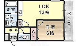 ビューテラス春日丘 1LDKの間取図画像