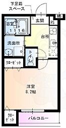 フジパレス稲野駅北2番館 1Kの間取図画像