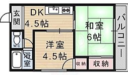 メゾン堀池 2DKの間取図画像