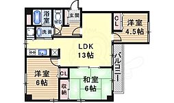山本不動産第六ビル 3LDKの間取図画像