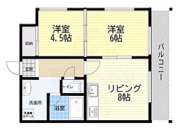 プレミール伊丹 2LDKの間取図画像