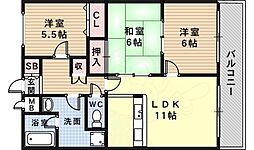 ローズマンション 3LDKの間取図画像