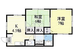 松葉苑 2Kの間取図画像