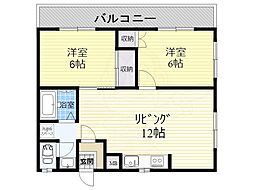 グレイス昆陽 2LDKの間取図画像
