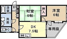 フローラ春日丘 2DKの間取図画像