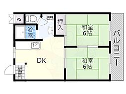 サンライズマンション 2DKの間取図画像