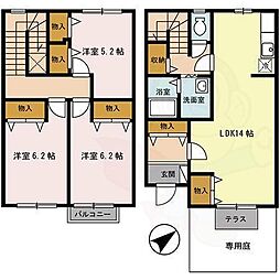 ユニフレックス寺本A 3LDKの間取図画像