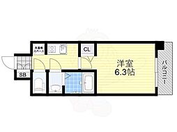 プレサンス淡路駅前 3階1Kの間取り