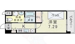 エルプレイス東三国 7階1Kの間取り