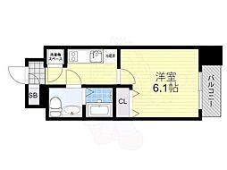 エスリード北大阪レジデンス 9階1Kの間取り