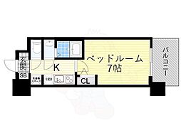 セレニテ新大阪プリエ 9階1Kの間取り