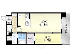 アグレアーブル 2階1LDKの間取り