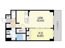 THE MUTUAL 江坂 7階1SLDKの間取り