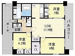 グランルクレ新大阪 3LDKの間取図画像