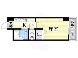 ノルデンハイム淡路D棟 1Kの間取図画像