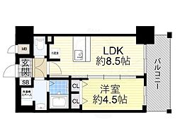 プレサンス新大阪ザ・シティ 1LDKの間取図画像