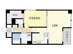 CASSIA江坂 1LDKの間取図画像