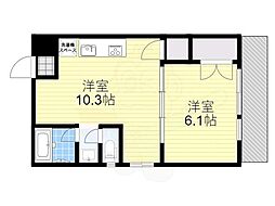 山口マンションパークレーン 1LDKの間取図画像