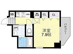 クリスタルグランツ新大阪 1Kの間取図画像