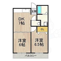 JMRレジデンス新大阪 2DKの間取図画像