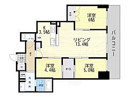 ジオタワー大阪十三 3LDKの間取図画像