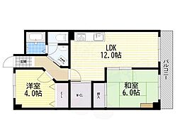 八戸ノ里グランドマンションA棟 2LDKの間取図画像