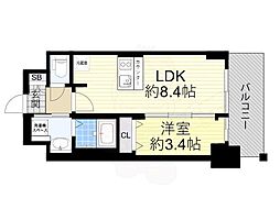 プレサンス新大阪ジェイズ 1LDKの間取図画像