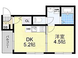 エスポワールミツヤ 1DKの間取図画像
