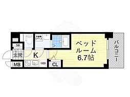 MAXIVCROS江坂 1Kの間取図画像
