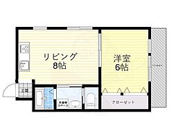山口マンションパークレーン 1LDKの間取図画像