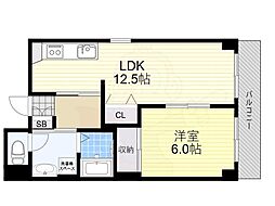 ラフィネ淀川 1LDKの間取図画像