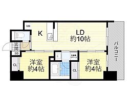 大阪市淀川区西宮原1丁目マンション 2LDKの間取図画像