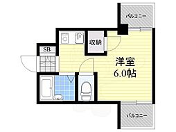 クレイン新大阪 1Kの間取図画像