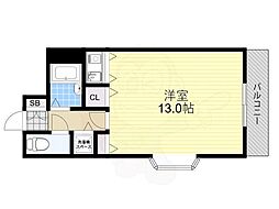 シャトレ豊津2 ワンルームの間取図画像