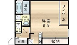 キューブコート東三国 ワンルームの間取図画像