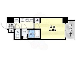 グランカリテ新大阪WEST 1Kの間取図画像