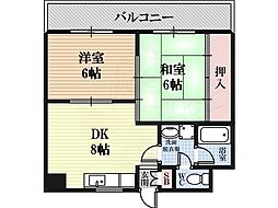 マンションリバーシティー久 2DKの間取図画像