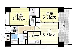 プロミネント・コート 2LDKの間取図画像