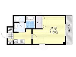 ルミエール新大阪 1Kの間取図画像