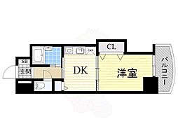 ノルデンハイム東三国B棟 1DKの間取図画像