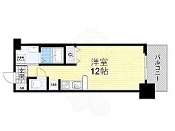 ニッケノーブルハイツ江坂 ワンルームの間取図画像