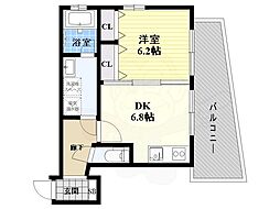 サンレムート・江坂2nd 1DKの間取図画像