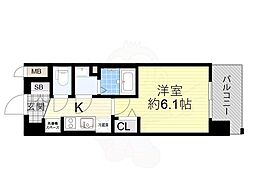 プレサンス大阪三国ネオス 1Kの間取図画像