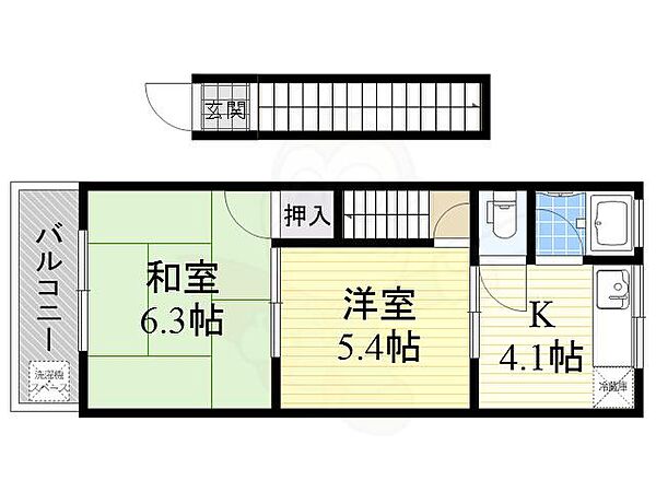 大阪府大阪市淀川区西中島２丁目(賃貸アパート2K・2階・32.40㎡)の写真 その2