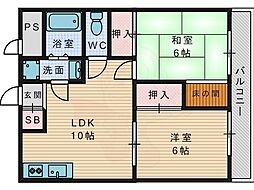 ハーモニーライフ春日 2LDKの間取図画像