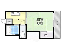 クレジール牧野B棟 1Kの間取図画像